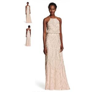 Adrianna Papell Bedazzled HalterBlouson Sheath Dress Sz 8 NWT